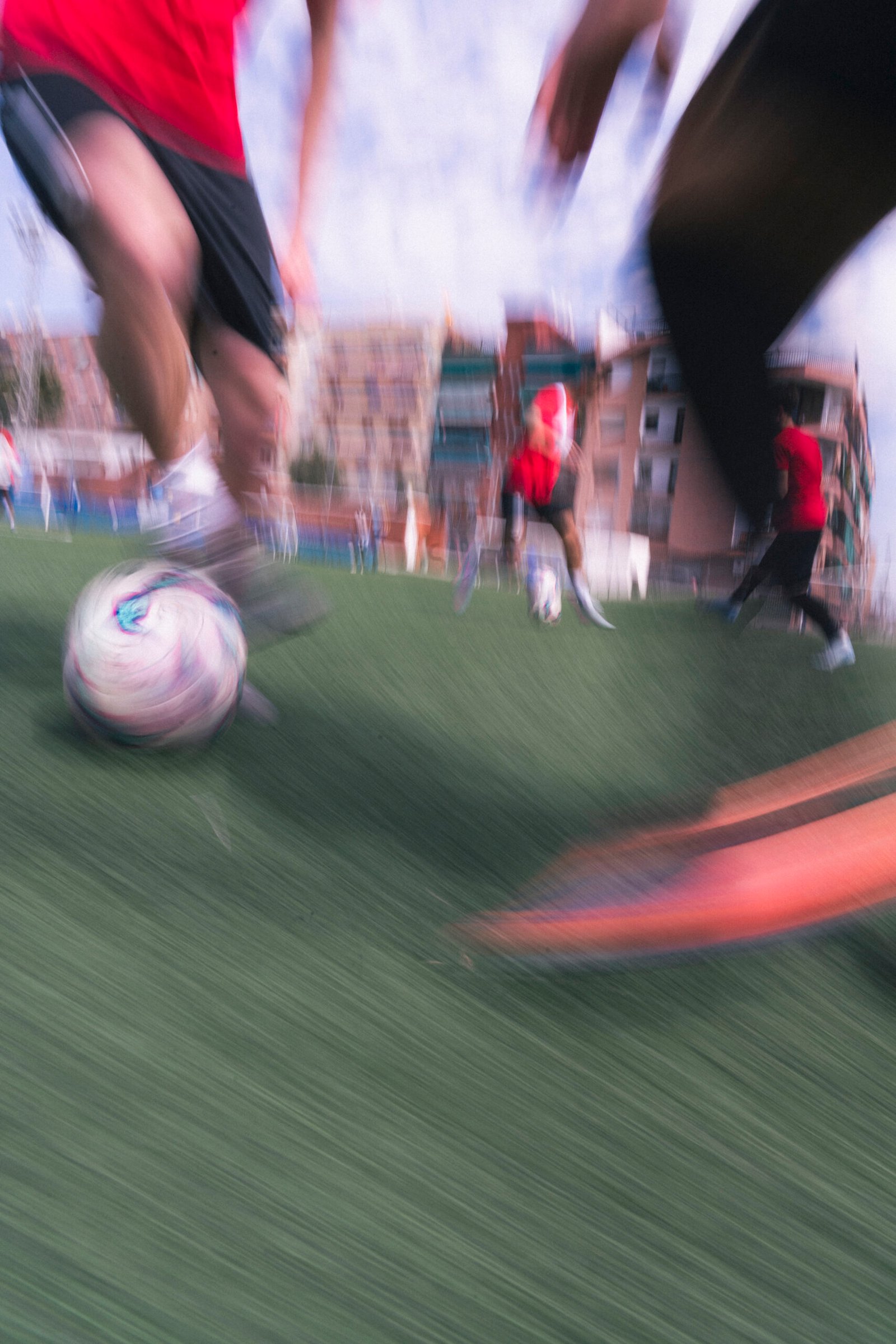 A player competing during a football evaluation